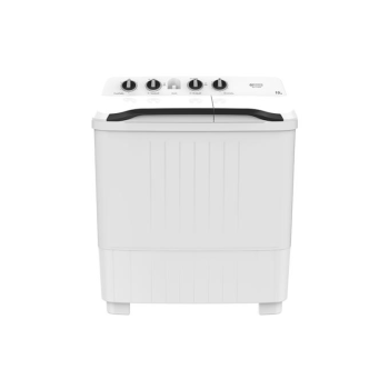 غسالة حوضين 10 كيلو، تصميم نحيف عصري، لوحة تحكم خلفية، جسم بلاستيكي ضد الصدأ، مروحة كبيرة، مفاتيح تحكم دوارةشديدة التحمل، أوضاع غسيل متنوعة، دوران سهل مع لفة واحدة، تشغيل هادئ ،محرك قوي ,اللون ابيض