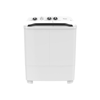 غسالة حوضين 7 كيلو، تصميم نحيف عصري، لوحة تحكم خلفية، جسم بلاستيكي ضد الصدأ، مروحة كبيرة، مفاتيح تحكم دوارةشديدة التحمل، أوضاع غسيل متنوعة، دوران سهل مع لفة واحدة، تشغيل هادئ ،محرك قوي ,اللون ابيض