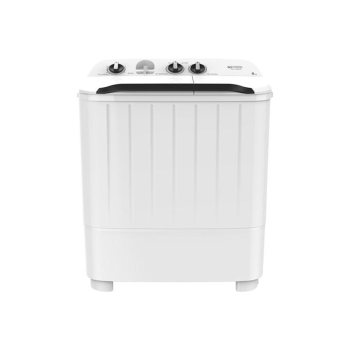 غسالة حوضين 6 كيلو، تصميم نحيف عصري، لوحة تحكم خلفية، جسم بلاستيكي ضد الصدأ، مروحة كبيرة، مفاتيح تحكم دوارةشديدة التحمل، أوضاع غسيل متنوعة، دوران سهل مع لفة واحدة، تشغيل هادئ ،محرك قوي ,اللون ابيض