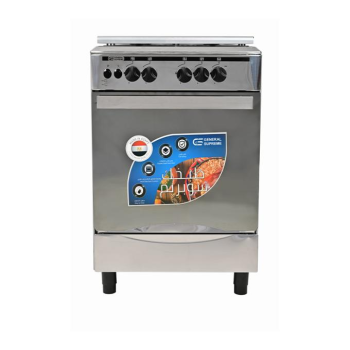 فرن غاز جنرال سوبريم 55*55سم ،استيل،4شعلات،امان كامل،شوايه،اشعال ذاتي -مصرى