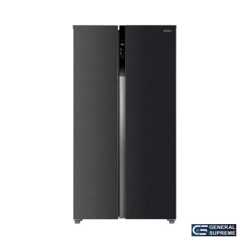 ثلاجة جنرال سوبريم بابين دولابي 15.6 قدم اسود استيل كمبروسرانفرتر  - GS809SSI